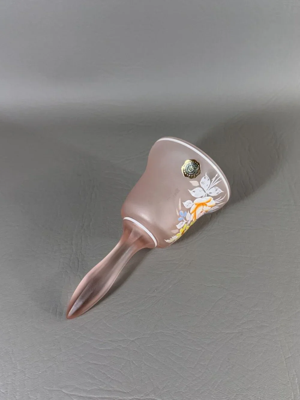 Westmoreland Glass Bell Hand-Painted Flowers Pink Satin Finish Vintage